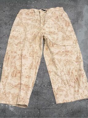 vintage toile print pants baggy low rise indie aesthetic